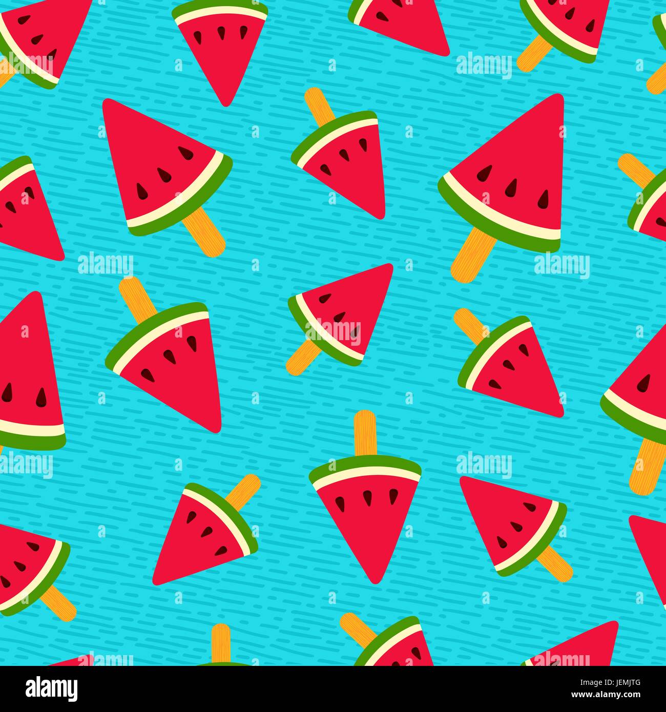 Summer seamless pattern design with watermelon ice cream art, colorful season background. EPS10 vector. Stock Vector
