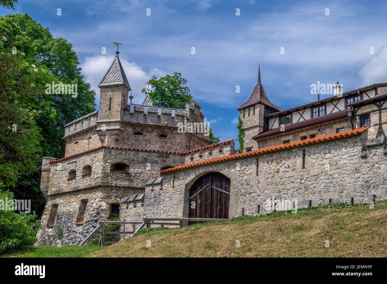 Schloss Lichtenstein Castle, Honau, Baden-Wurttemberg, Germany, Europe Stock Photo