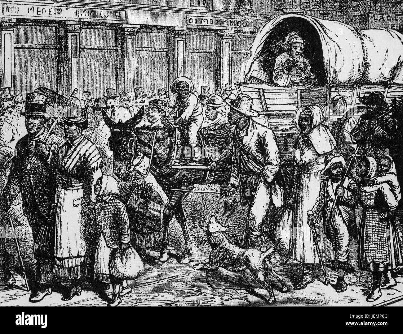 1879: The exodus of Black Americans in the 1880s from North Carolina to Kansas and Indiana, known as the North Carolina Emigration, United States of America Stock Photo