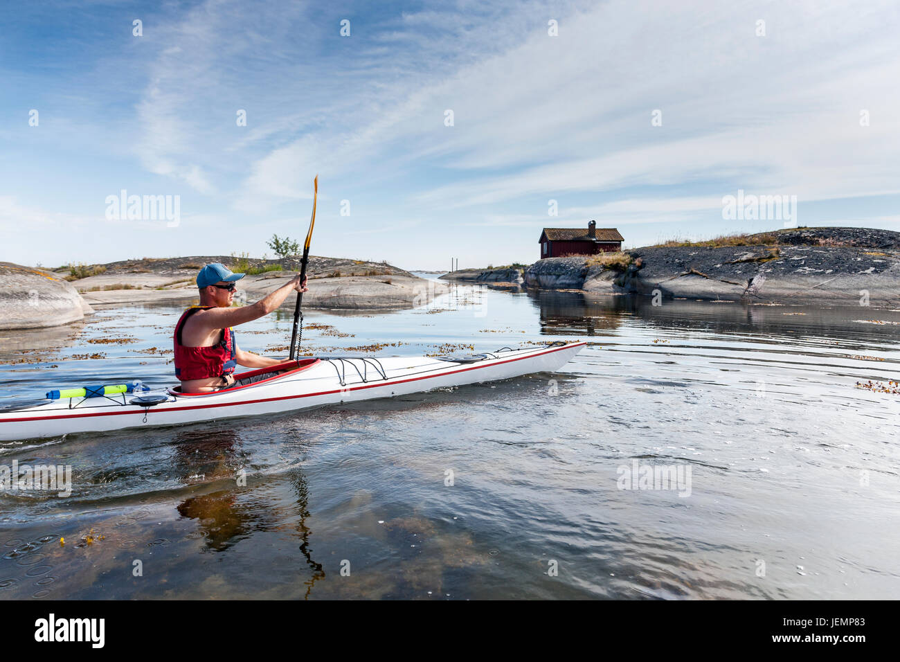Man Kyacking Young man kayaking Stock Photo - Alamy