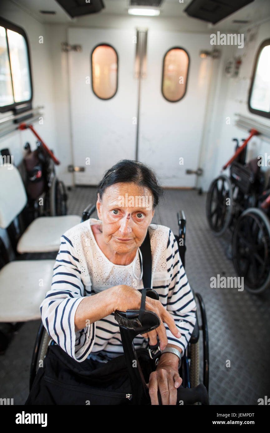 Senior woman on wheelchair Stock Photo