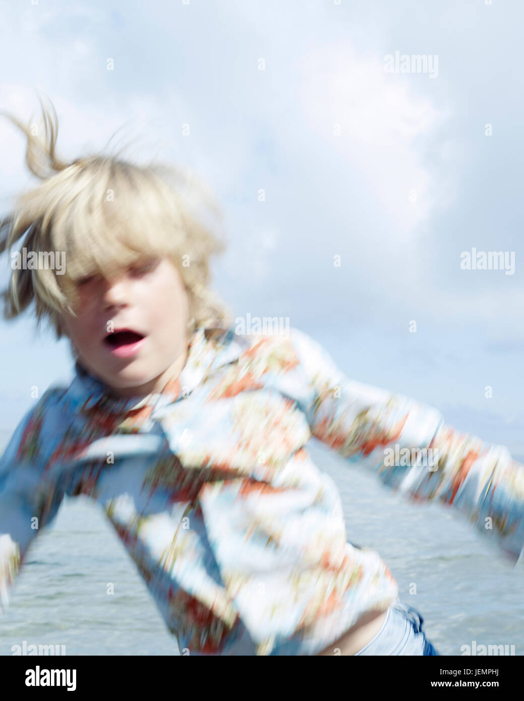 Boy, blurred motion Stock Photo Alamy