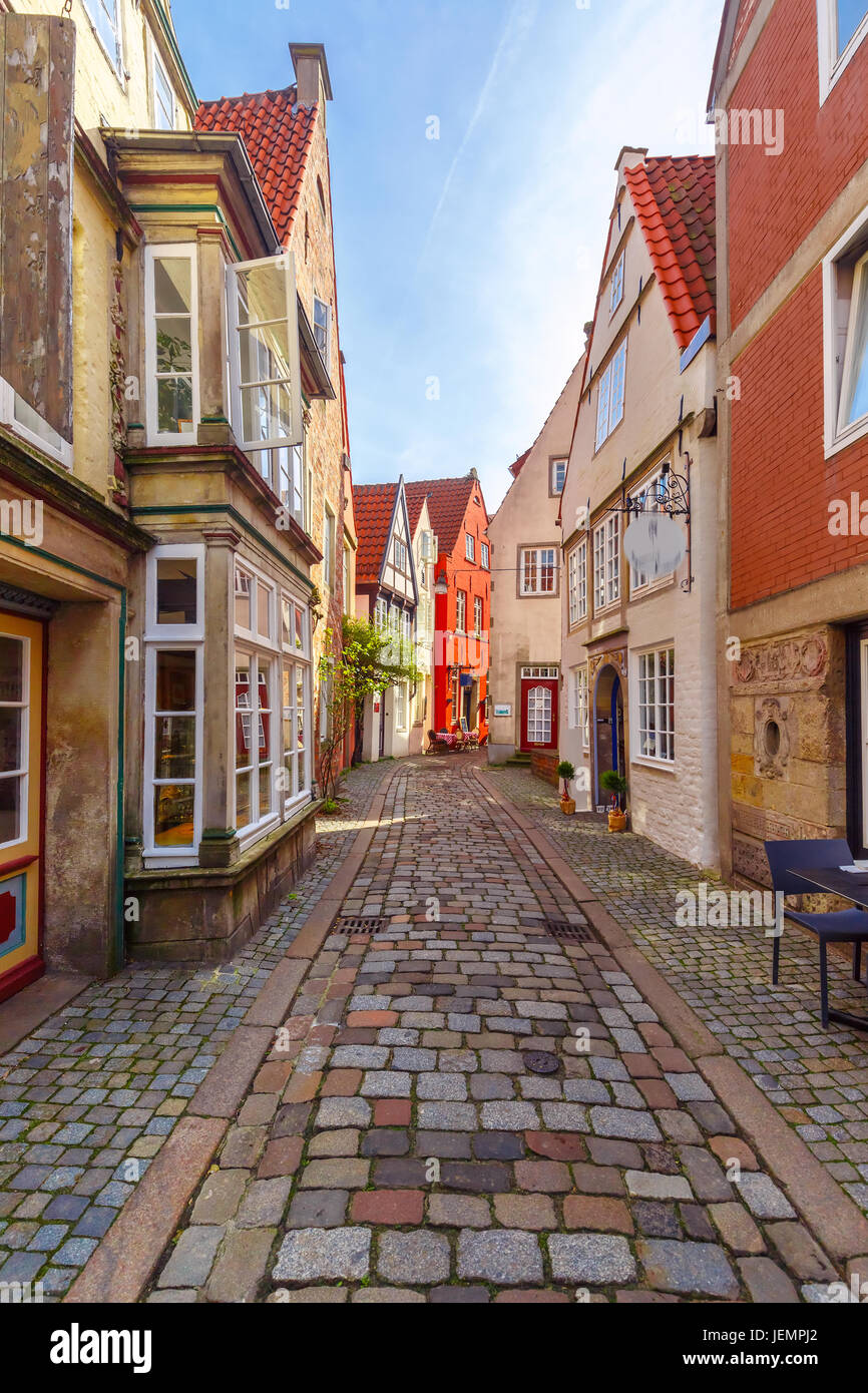 Medieval street Schnoor in Bremen, Germany Stock Photo
