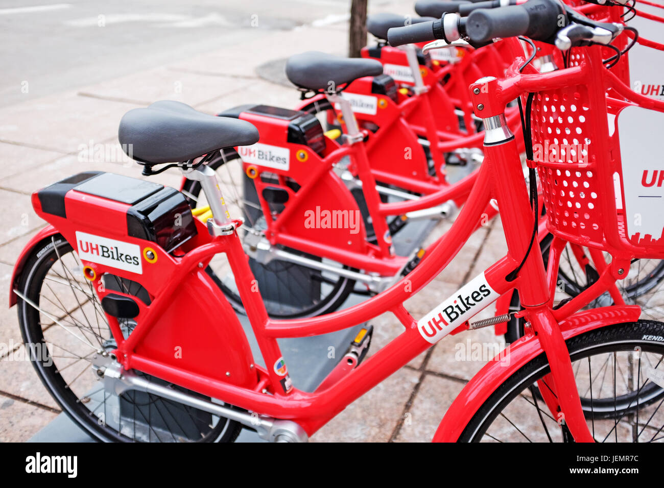 rent in downtown Cleveland, Ohio are becoming an increasingly popular mode of transport in the city Stock - Alamy