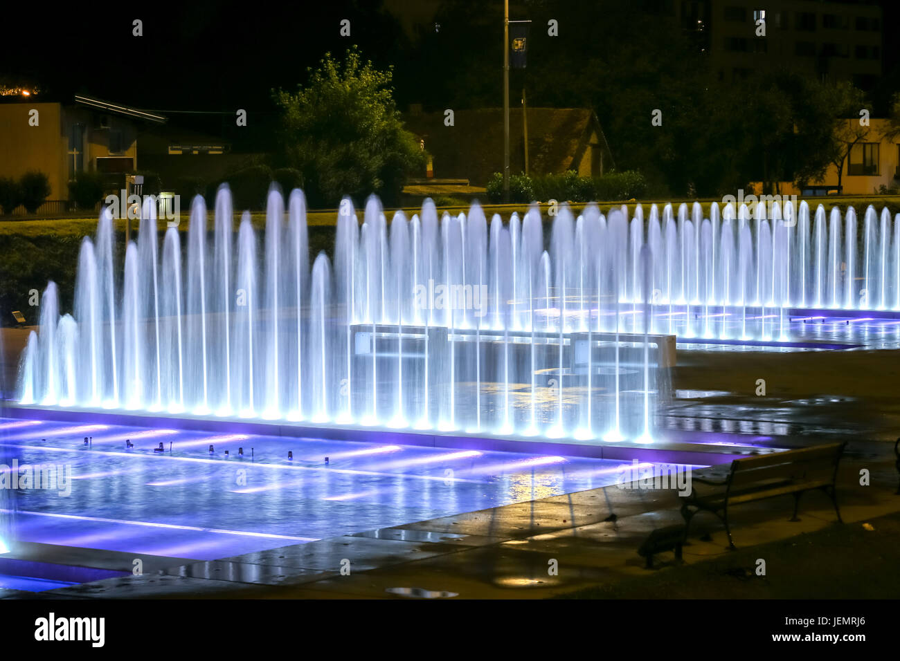 Water fountains at night in Zagreb, Croatia Stock Photo - Alamy