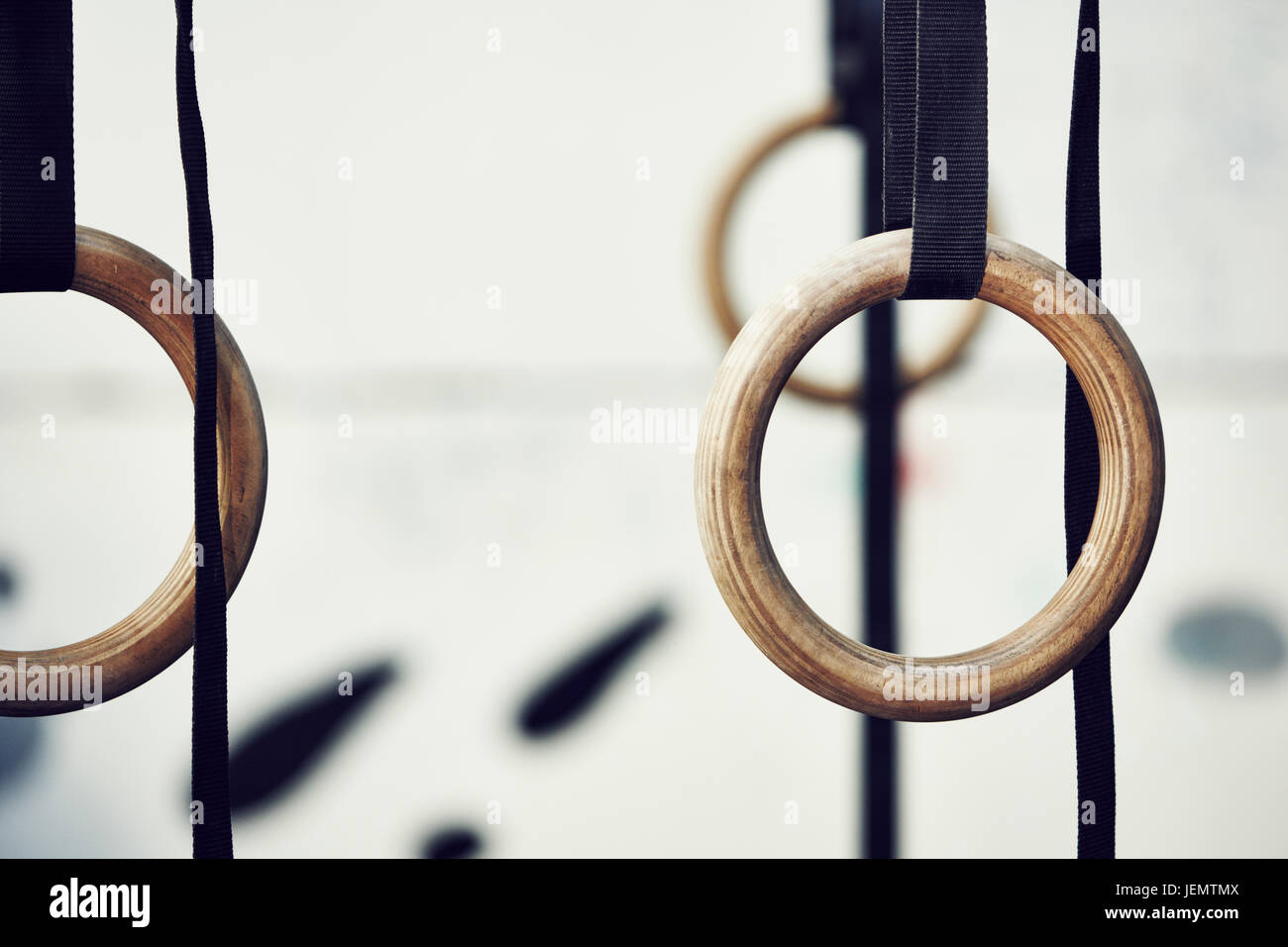 Gymnastic rings in gym Stock Photo Alamy