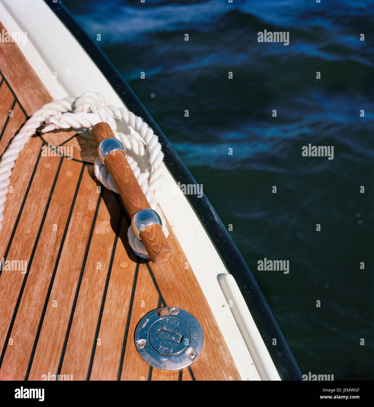 Rope on boat deck Stock Photo - Alamy