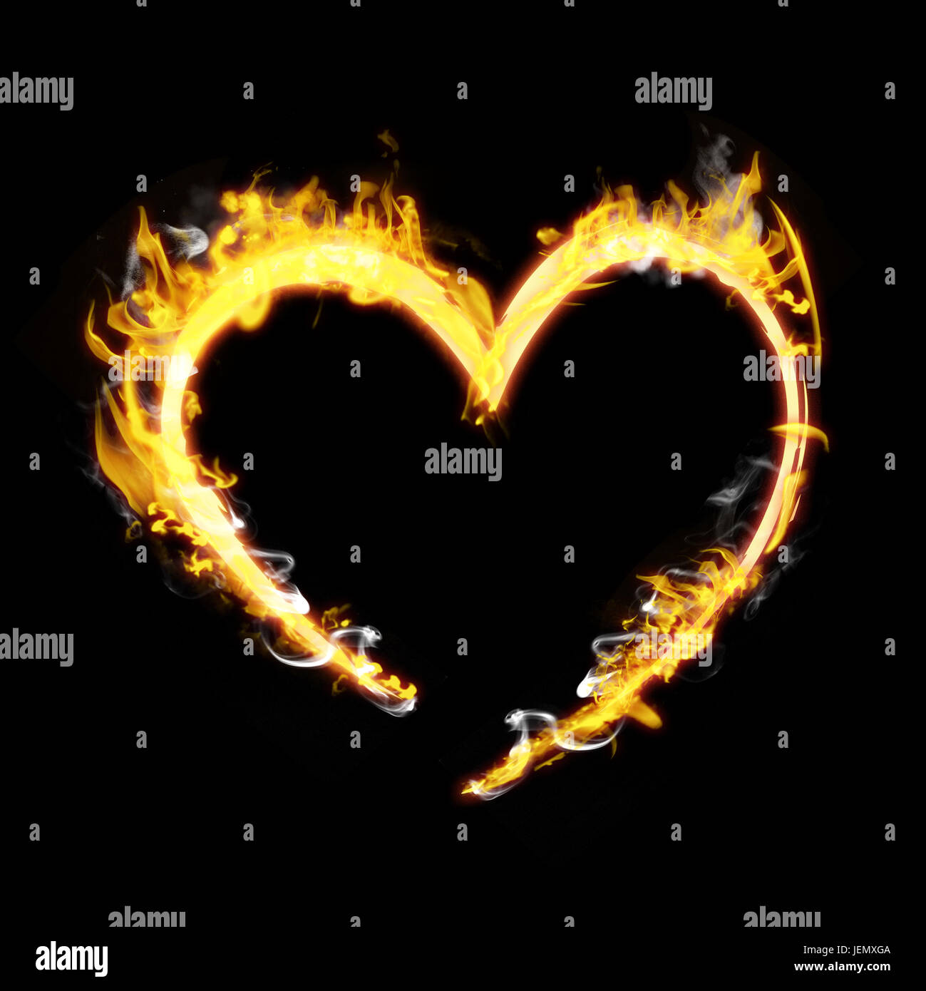 Composite image of heart in fire Stock Photo - Alamy