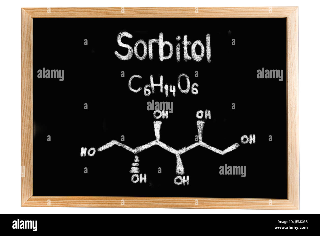 Blackboard with the chemical formula of Sorbitol Stock Photo