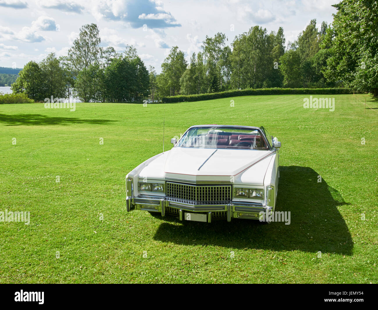 Vintage car on lawn Stock Photo Alamy