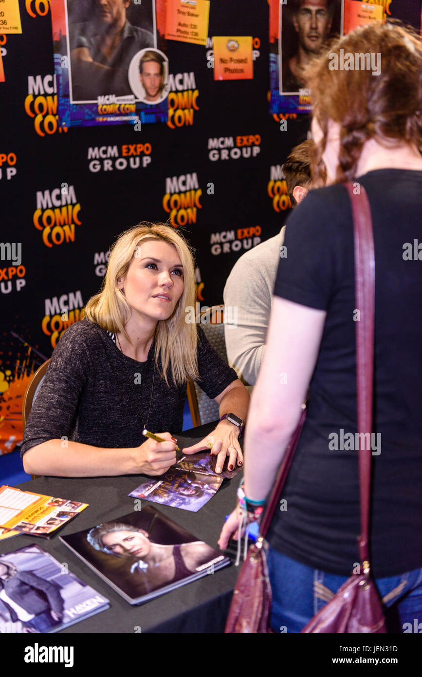 Lisburn, Northern Ireland.  25/06/2017 - Emily Rose signs autographs for fans at MCM Comicon Stock Photo