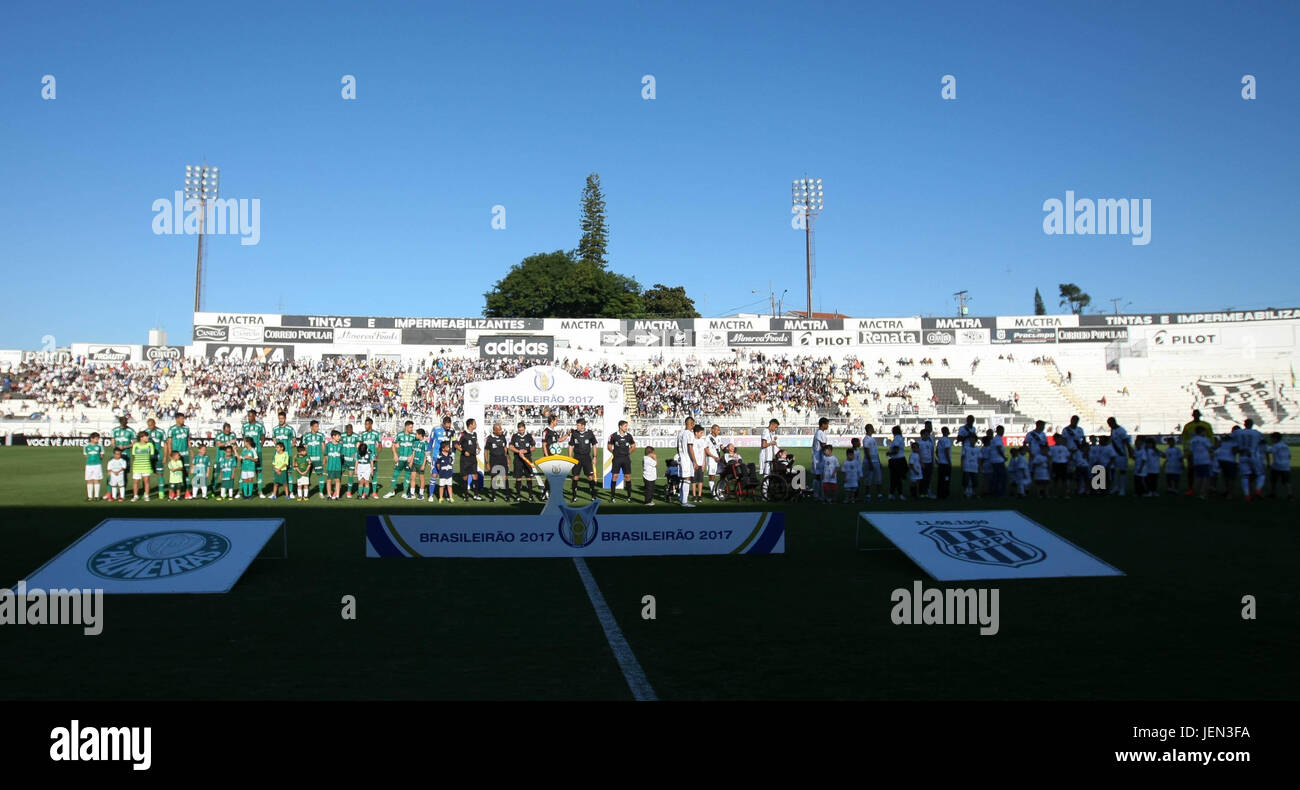 CAMPINAS, SP - 25.06.2017: PONTE PRETA X PALMEIRAS - The team of SE Palmeiras, against the team of AA Ponte Preta, during a match valid for the tenth round, of the Brazilian Championship, Series A, in the Moisés Lucarelli Stadium. (Photo: Cesar Greco/Fotoarena) Stock Photo
