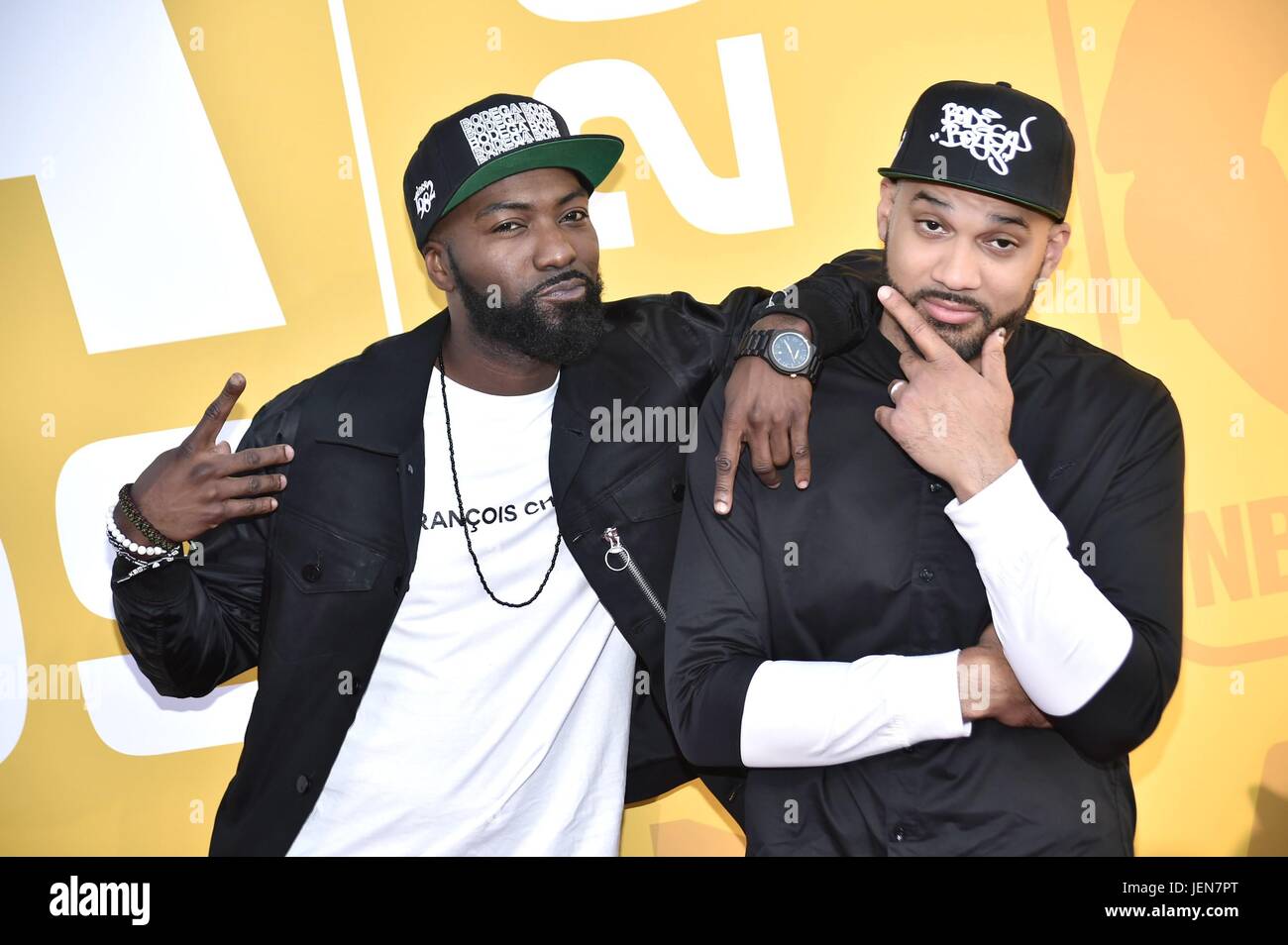 New York, NY, USA. 26th June, 2017. Desus, The Kid Mero at arrivals for 2017 NBA Awards on TNT, Basketball City at Pier 36, New York, NY June 26, 2017. Credit: Steven Ferdman/Everett Collection/Alamy Live News Stock Photo