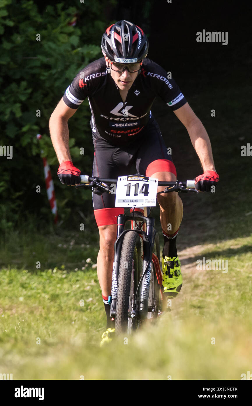 June 3rd 2017, Jelenia G&#xf3;ra, Poland; UCI Jelenia Gora Mountain Bike Race;  Fabian Giger (SUI) Stock Photo