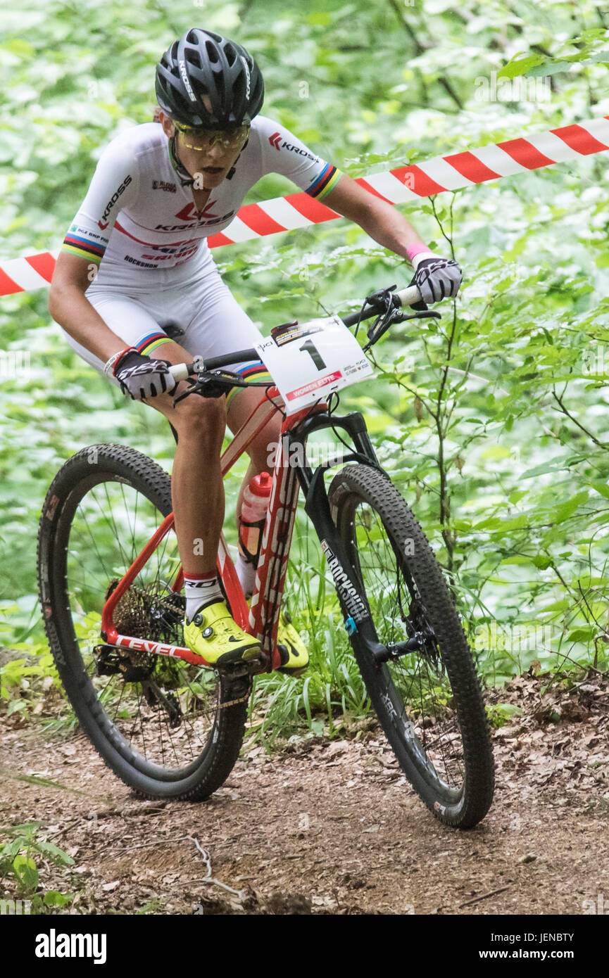 June 3rd 2017, Jelenia G&#xf3;ra, Poland; UCI Jelenia Gora Mountain Bike Race;  Maja Wloszczowska Stock Photo
