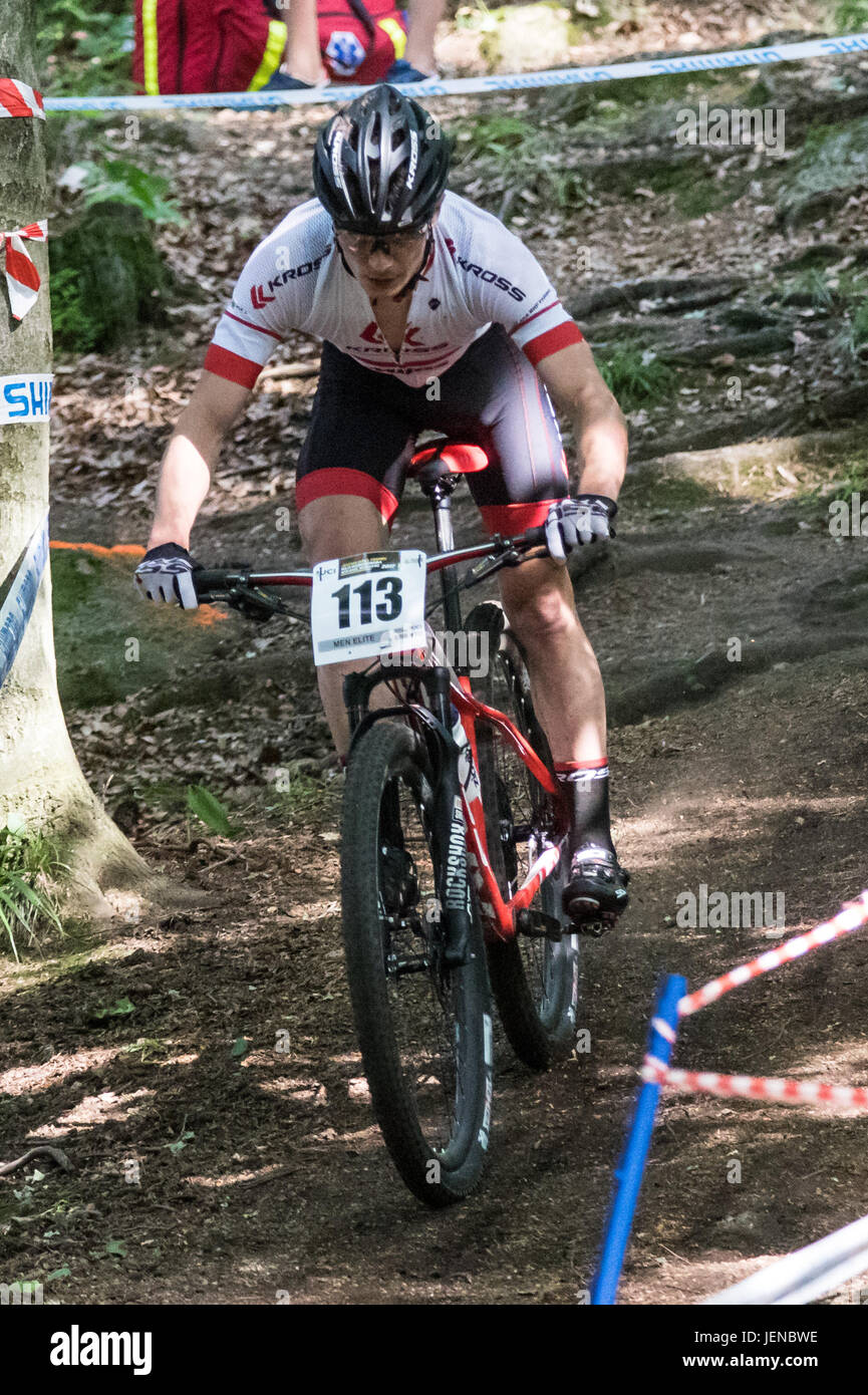 June 3rd 2017, Jelenia G&#xf3;ra, Poland; UCI Jelenia Gora Mountain Bike Race;  Bartlomiej Wawak (POL) Stock Photo