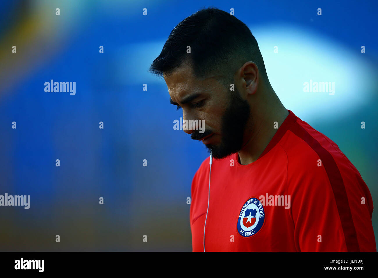 KAZAN, RT - 27.06.2017: CHILEAN TRAINING IN KAZAN - Johnny Herrera of Chile during training of the Chilean soccer team on the eve of the 2017 Confederations Cup semi-final on Tuesday (27th), held at the Kazan Central Stadium in Kazan, Russia. Chile faces tomorrow&#39;rtugal sal squad in search of a place for the final. (Photo: Heuler Andrey/DiaEsportivo/Fotoarena) Stock Photo