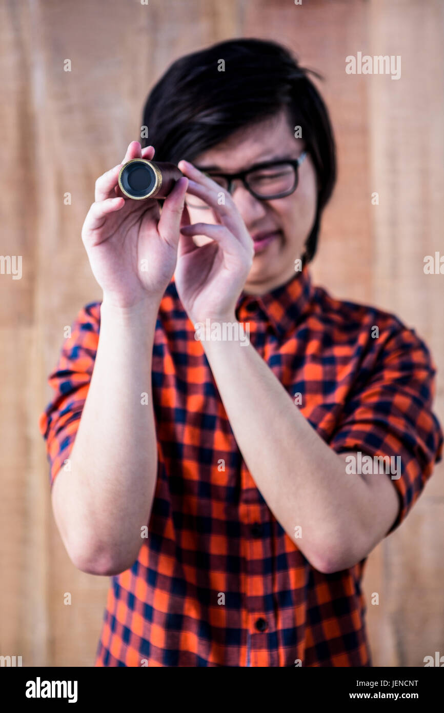 Male looking through telescope hi-res stock photography and images - Alamy