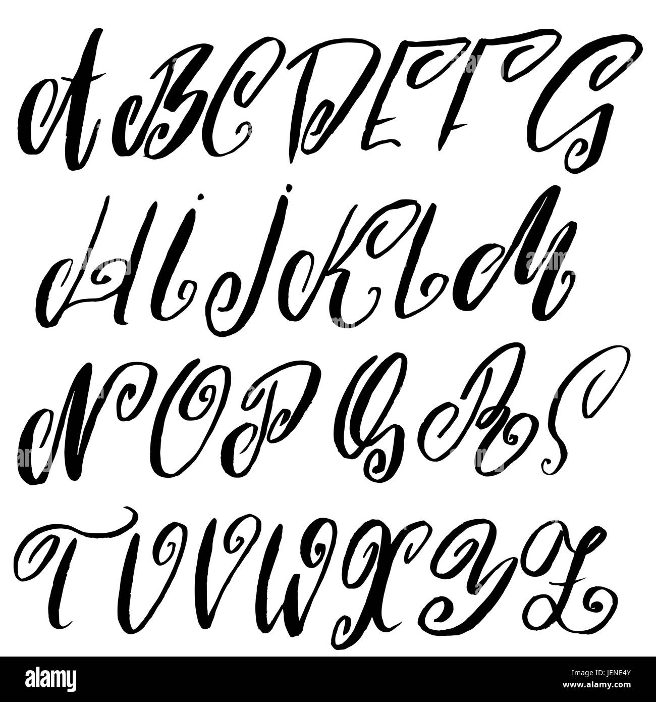 Hand drawn elegant calligraphy font. Modern brush lettering. Grunge ...