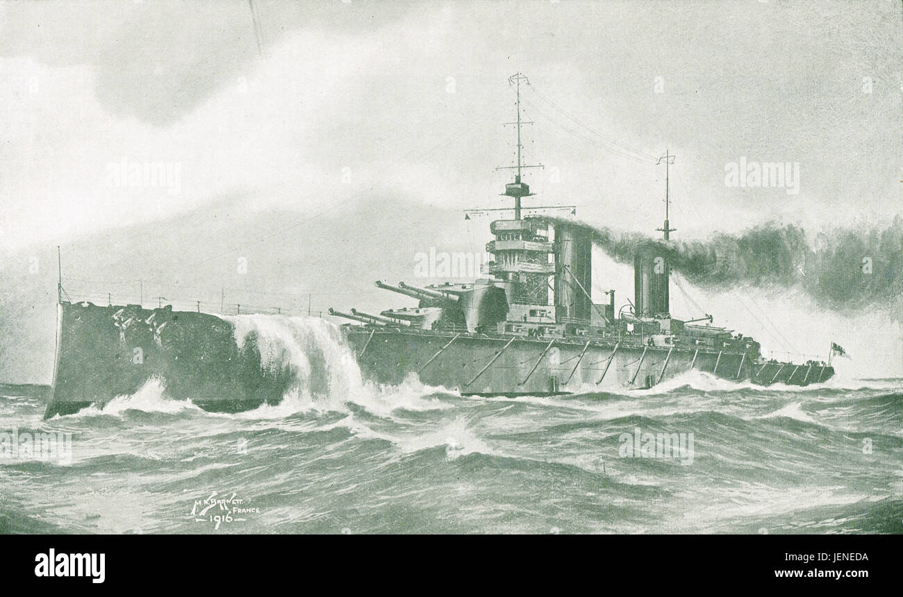 HMS Queen Mary Sunk at the Battle of Jutland 31 May 1916 Stock Photo