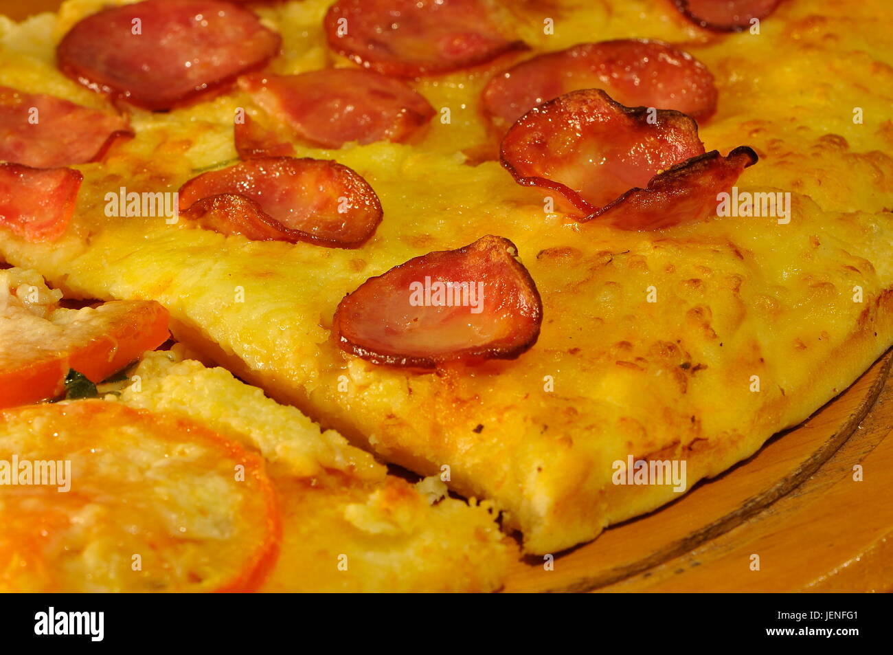 Calabrese pizza close up Stock Photo Alamy