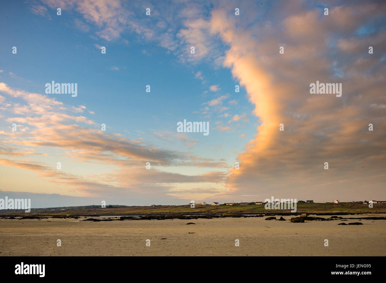 View of the sky from the beach at Omey Island, Connemara, Co. Galway. Stock Photo