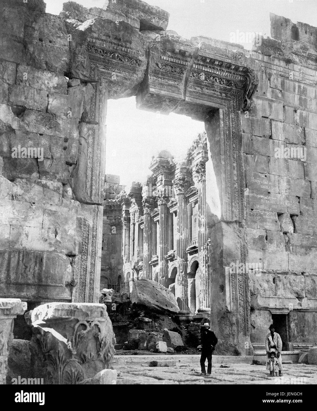 Ruins of Temple, Baalbek, Lebanon, by Felix Bonfils, 1880 Stock Photo