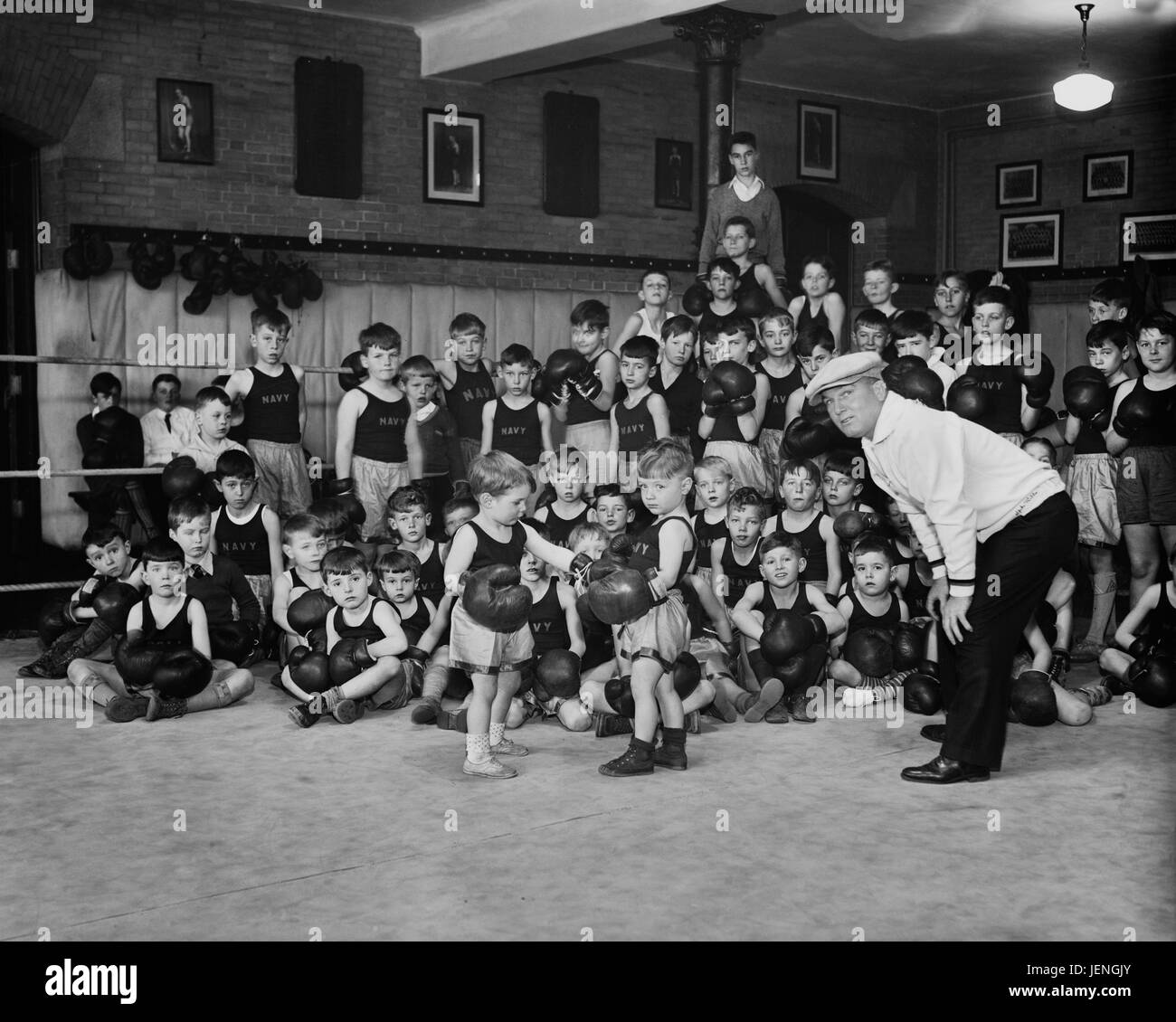 Navy Children Boxing, Harris & Ewing, 1933 Stock Photo