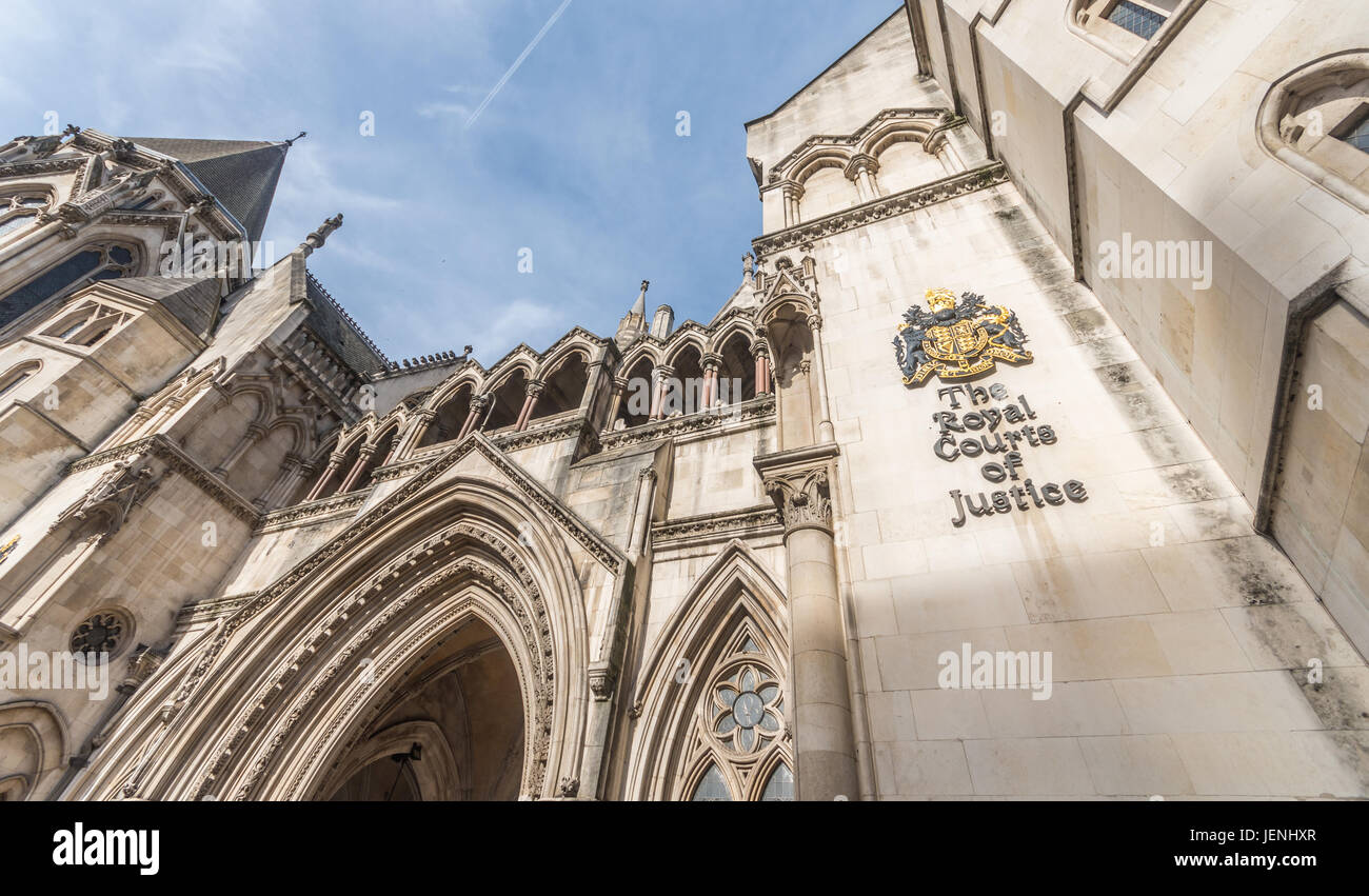 Known as The Law Courts, The Royal Courts of Justice houses the High Court and Court of Appeal of England and Wales Stock Photo