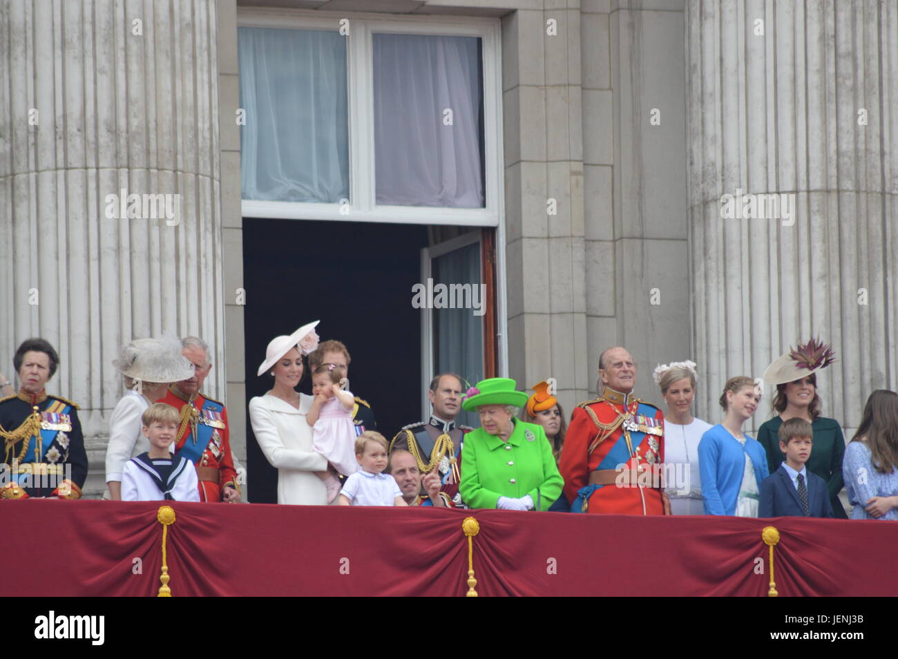 Royal Family Balcony Buckingham Palace June 2017 Stock Image Stock photo Birthday celebration of Queen Elizabeth 2nd Stock Photo