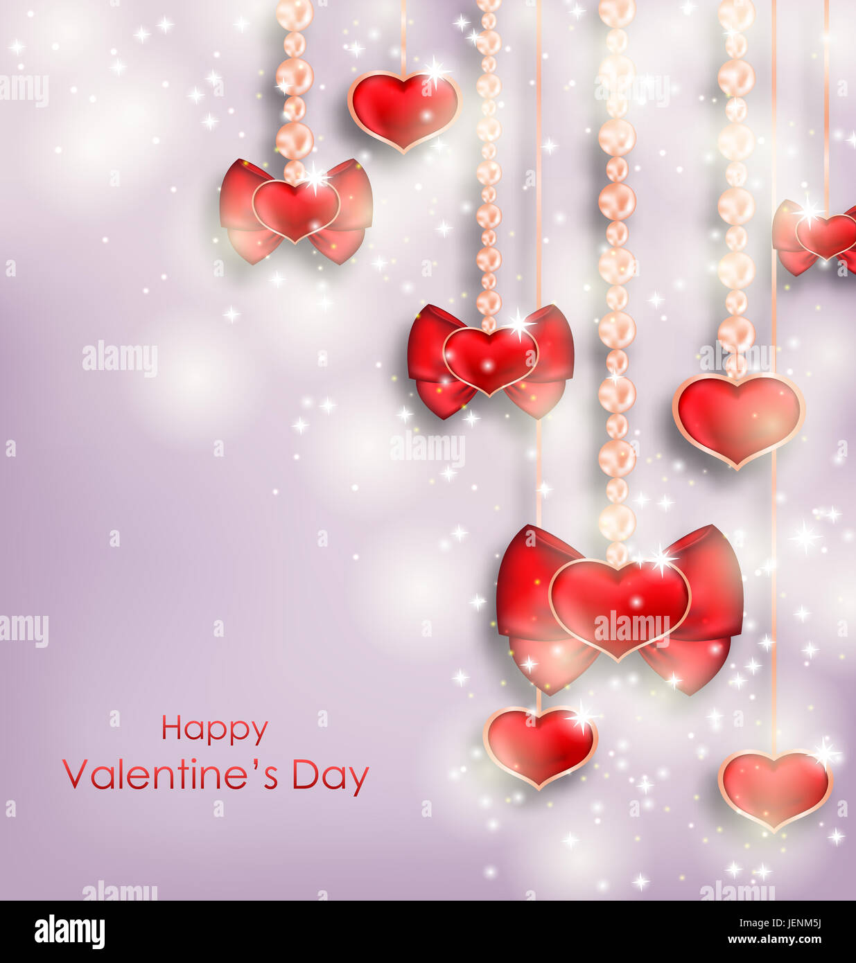 Illustration Shimmering Background with Hanging Hearts for Valentines ...