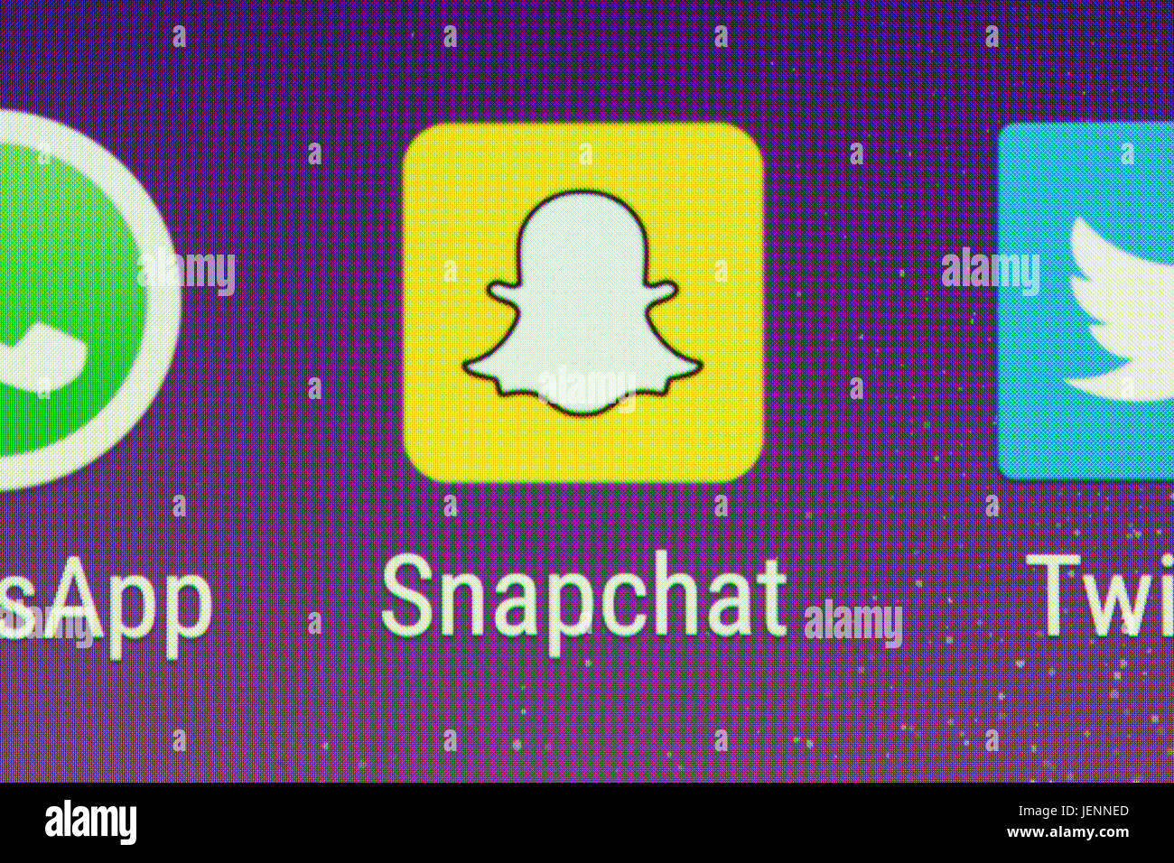 A closeup on the Snapchat app on a smartphone screen Stock Photo