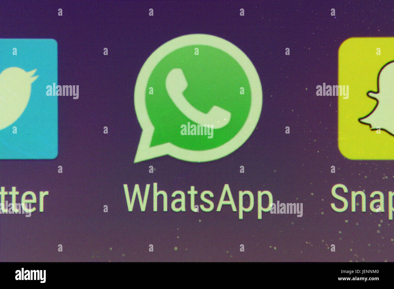 A closeup on the WhatsApp app on a smartphone screen Stock Photo