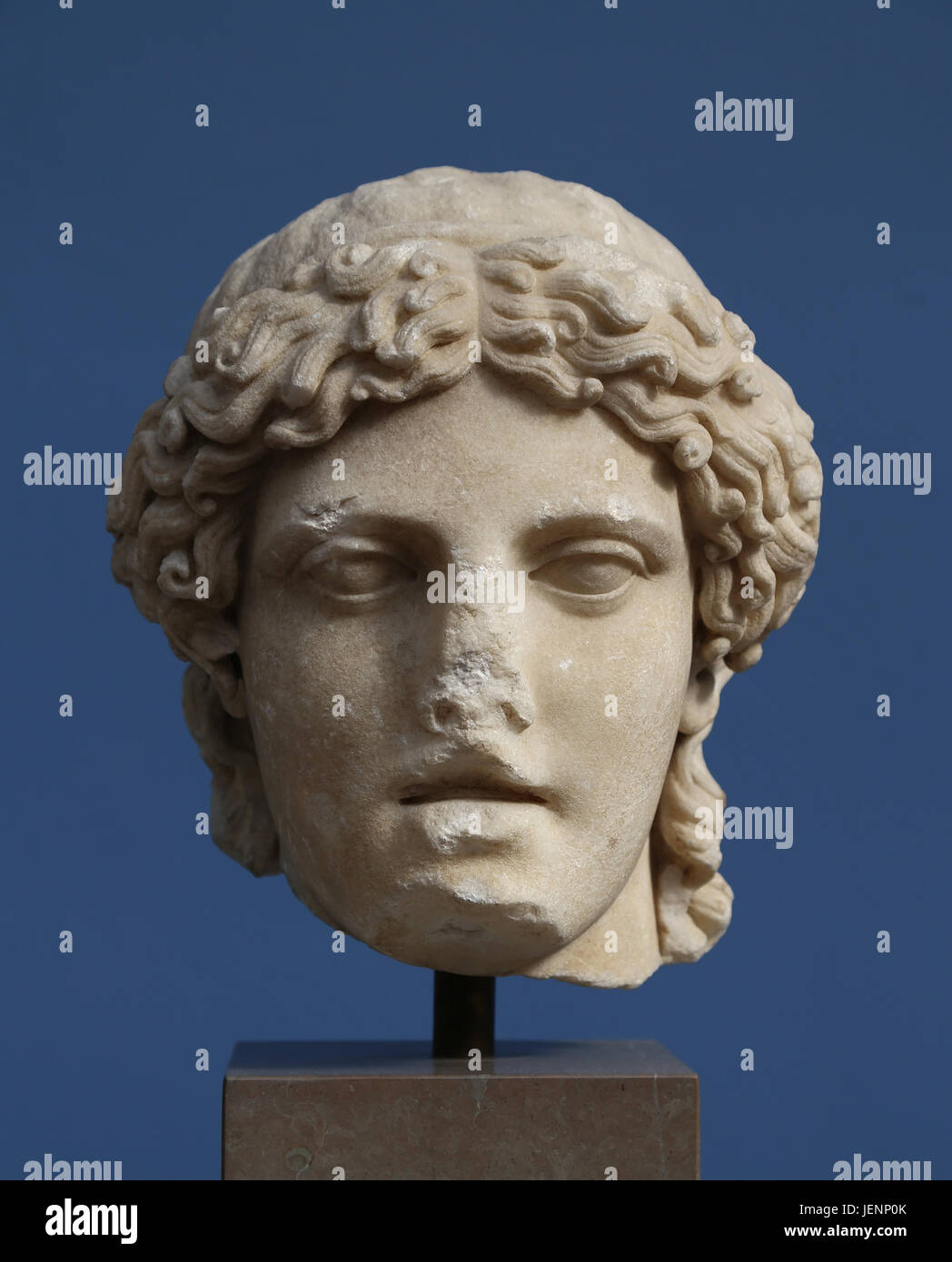 Apollo marble head. 130 a 140 AD.  2nd century AD. Rome. Stock Photo
