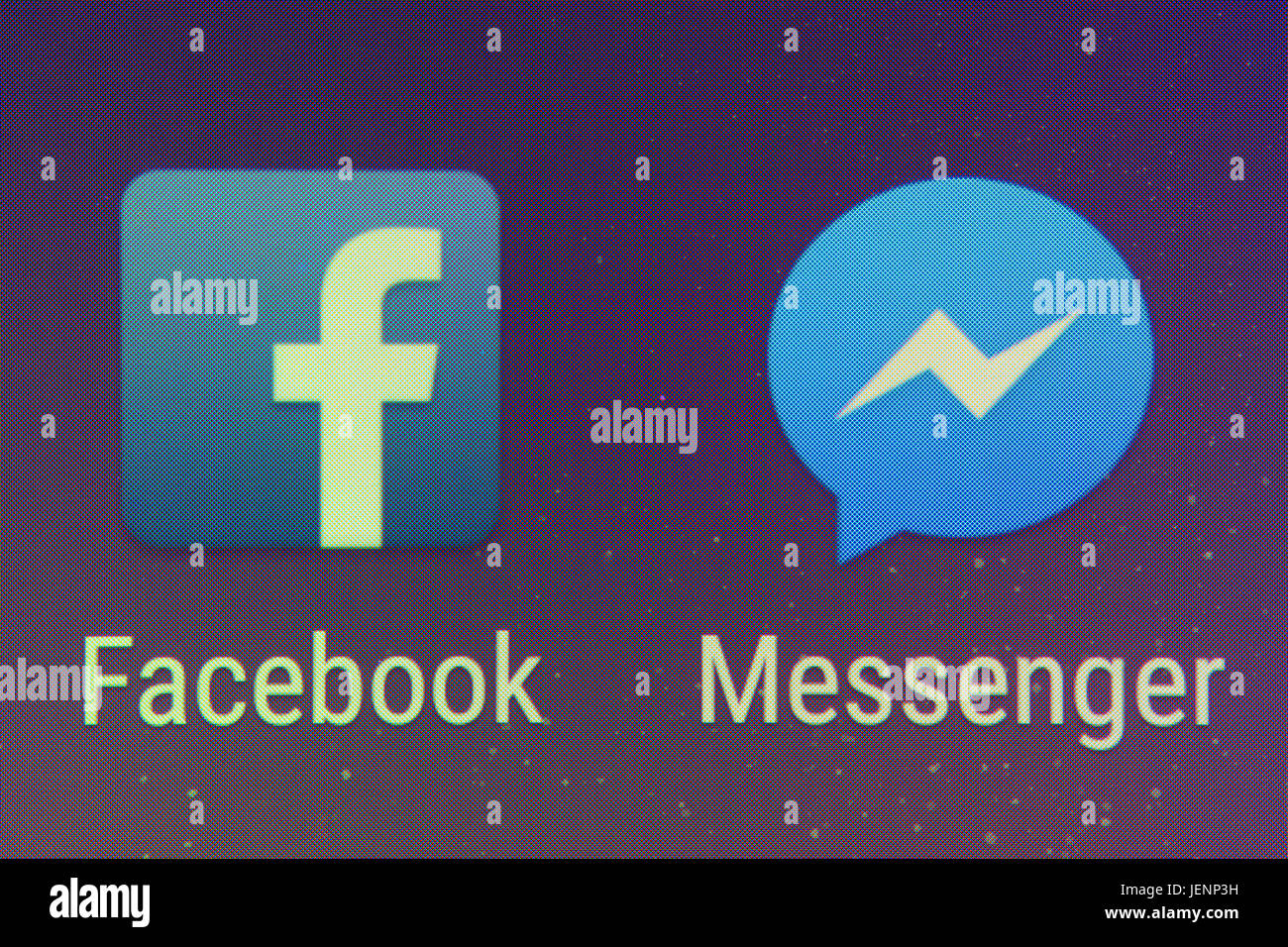 A closeup of the Facebook and Facebook Messenger apps on a smartphone ...