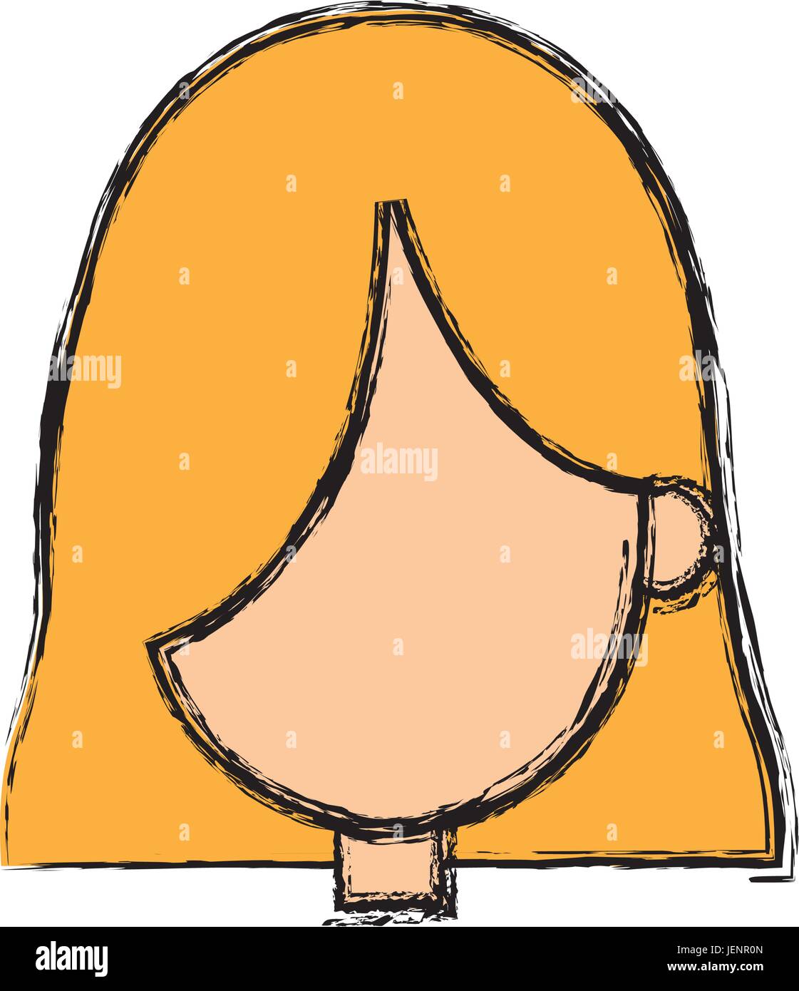 Girl Faceless Character Blonde Short Hair Stock Vector Art