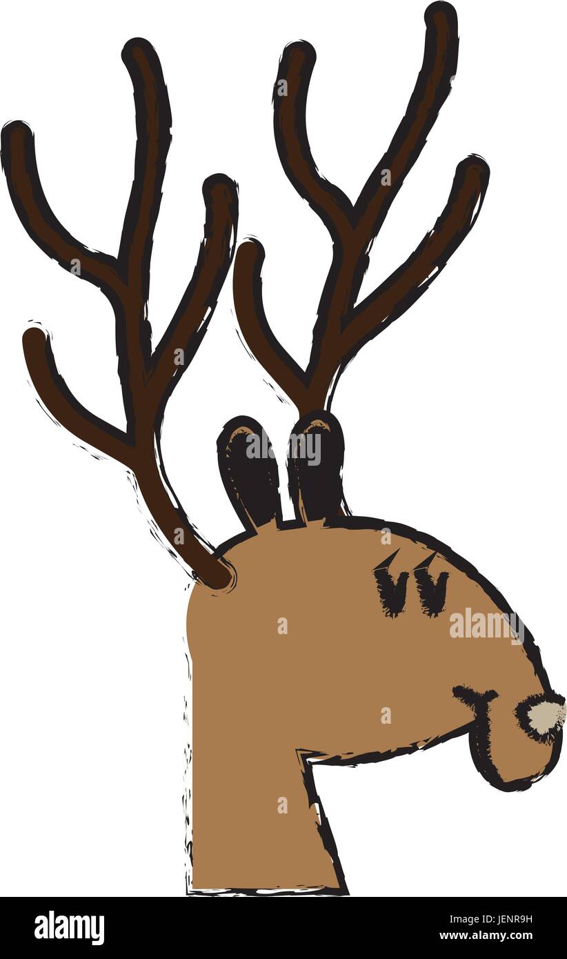 cute deer cartoon christmas horn image Stock Vector Image & Art Alamy