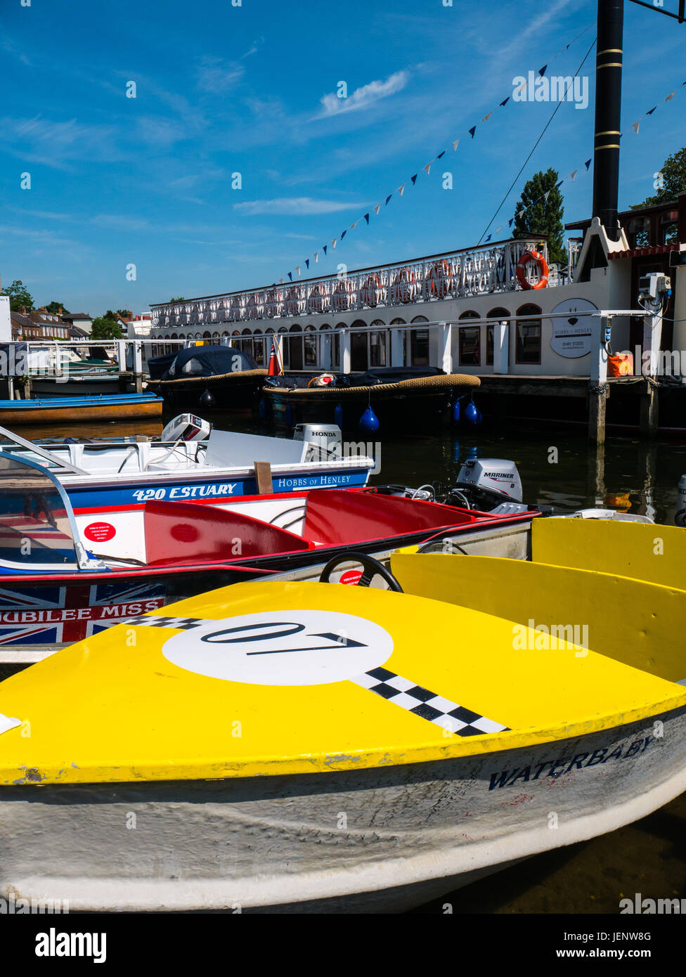 Colourful Pleasure Boats with New Orleans Steamer, River Thames, Henley