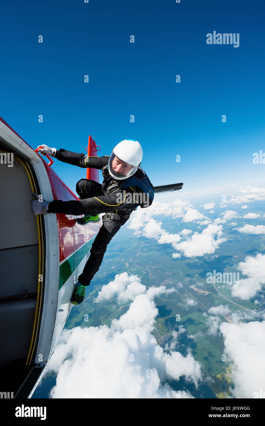 Skydiver jumping from plane Stock Photo Alamy