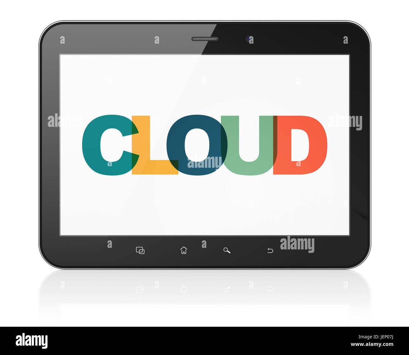 Cloud computing concept: Tablet Computer with Cloud on display Stock ...