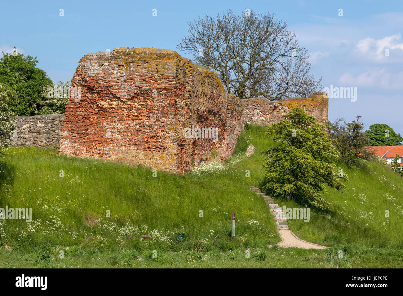 The ruin of the City Wall in Vordingborg Castle ruin, founded by king Valdemar I of Denmark, (Valdemar the Great, Valdemar den Store). Stock Photo