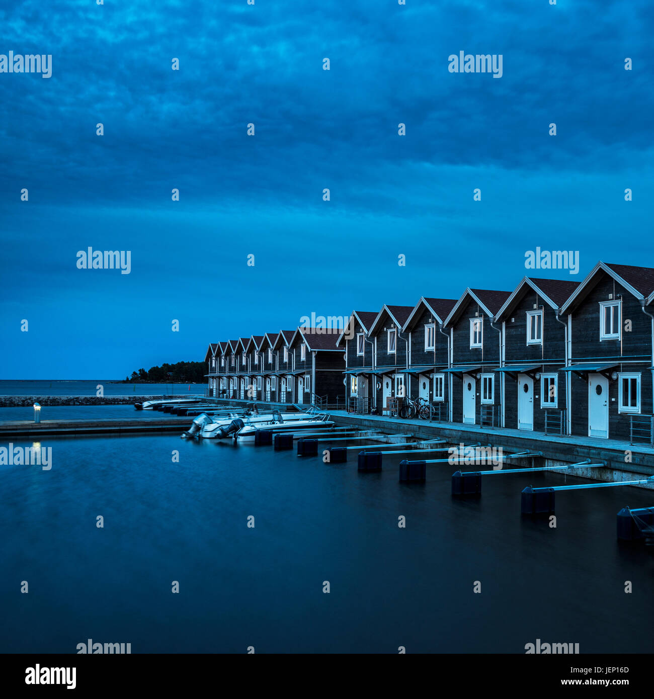 Wooden houses at sea Stock Photo