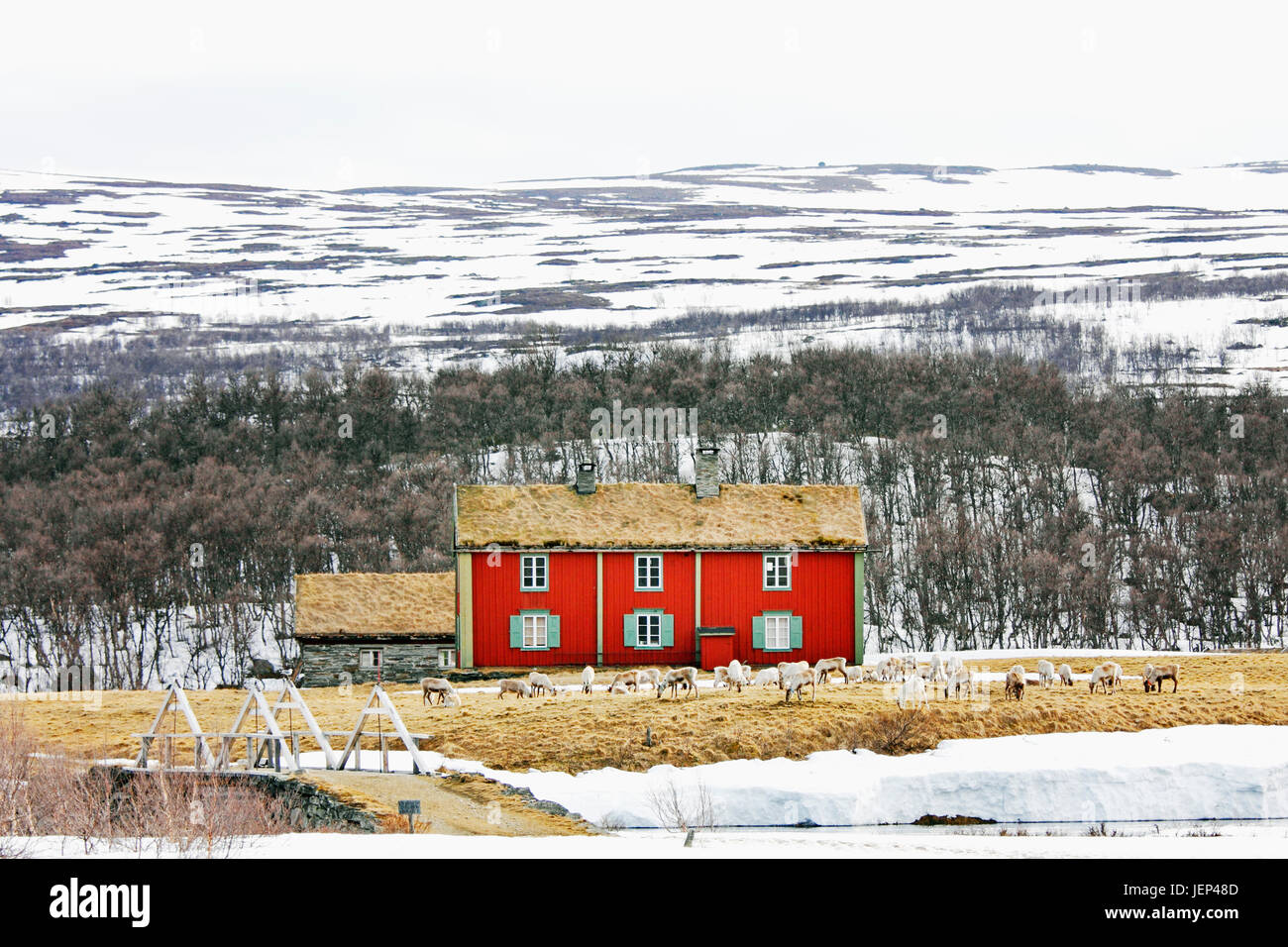 Farmhouse in winter landscape Stock Photo - Alamy