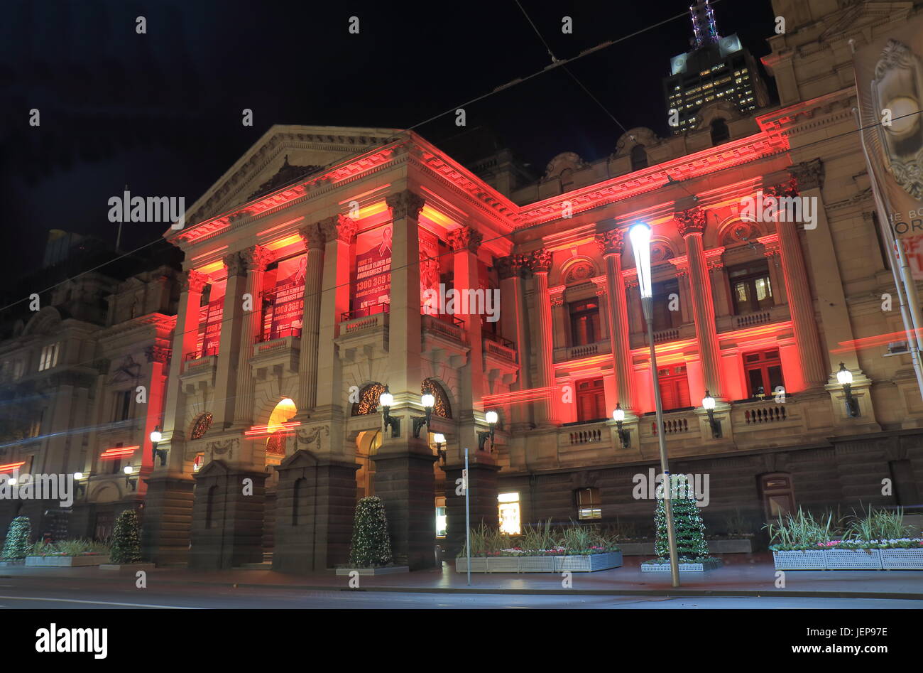 Historical architecture of City hall light up in Melbourne Australia. Stock Photo