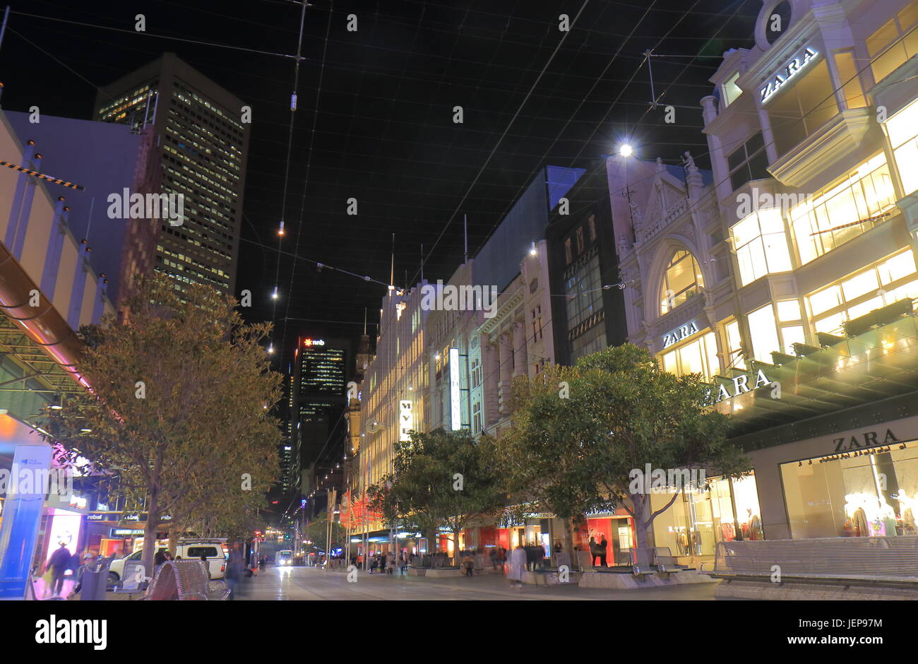 Melbourne bourke street shopping night hires stock photography and images Alamy