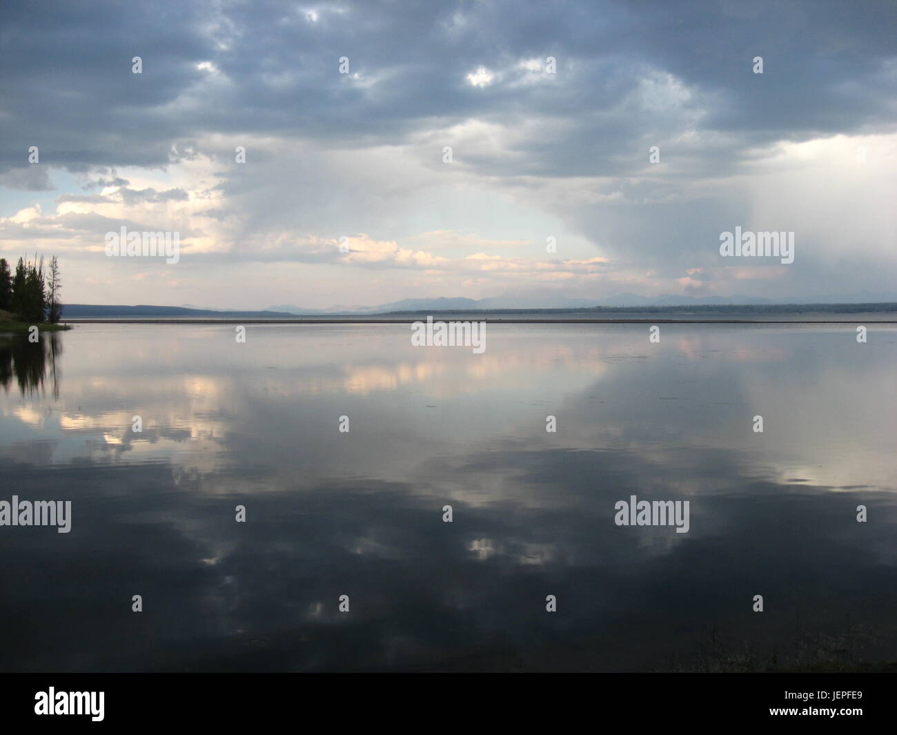 Reflections on Yellowstone Lake Stock Photo