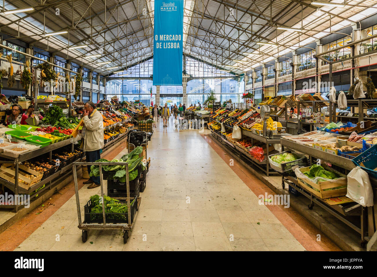 Lisbon, Portugal - May 20, 2017: City Market with fruit and vegetables in Lisbon, Portugal Stock Photo