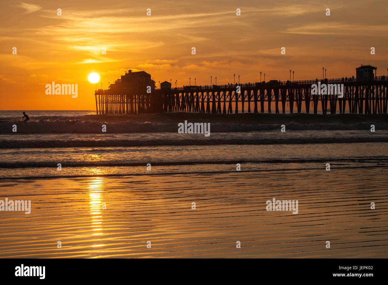 Sunset at Oceanside Pier, Oceanside, California Stock Photo - Alamy