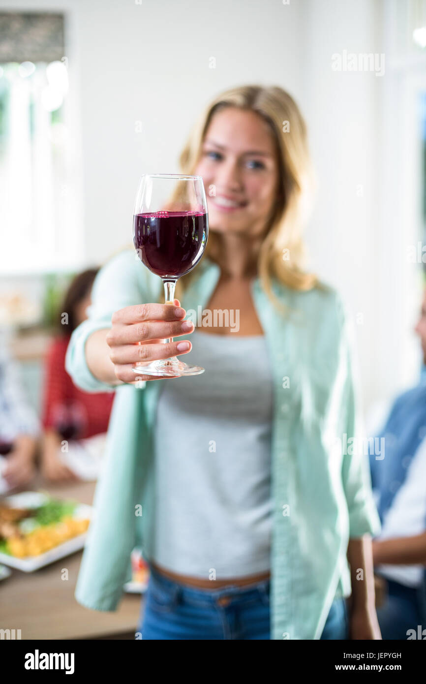 Woman glass wine red offering hi-res stock photography and images - Alamy