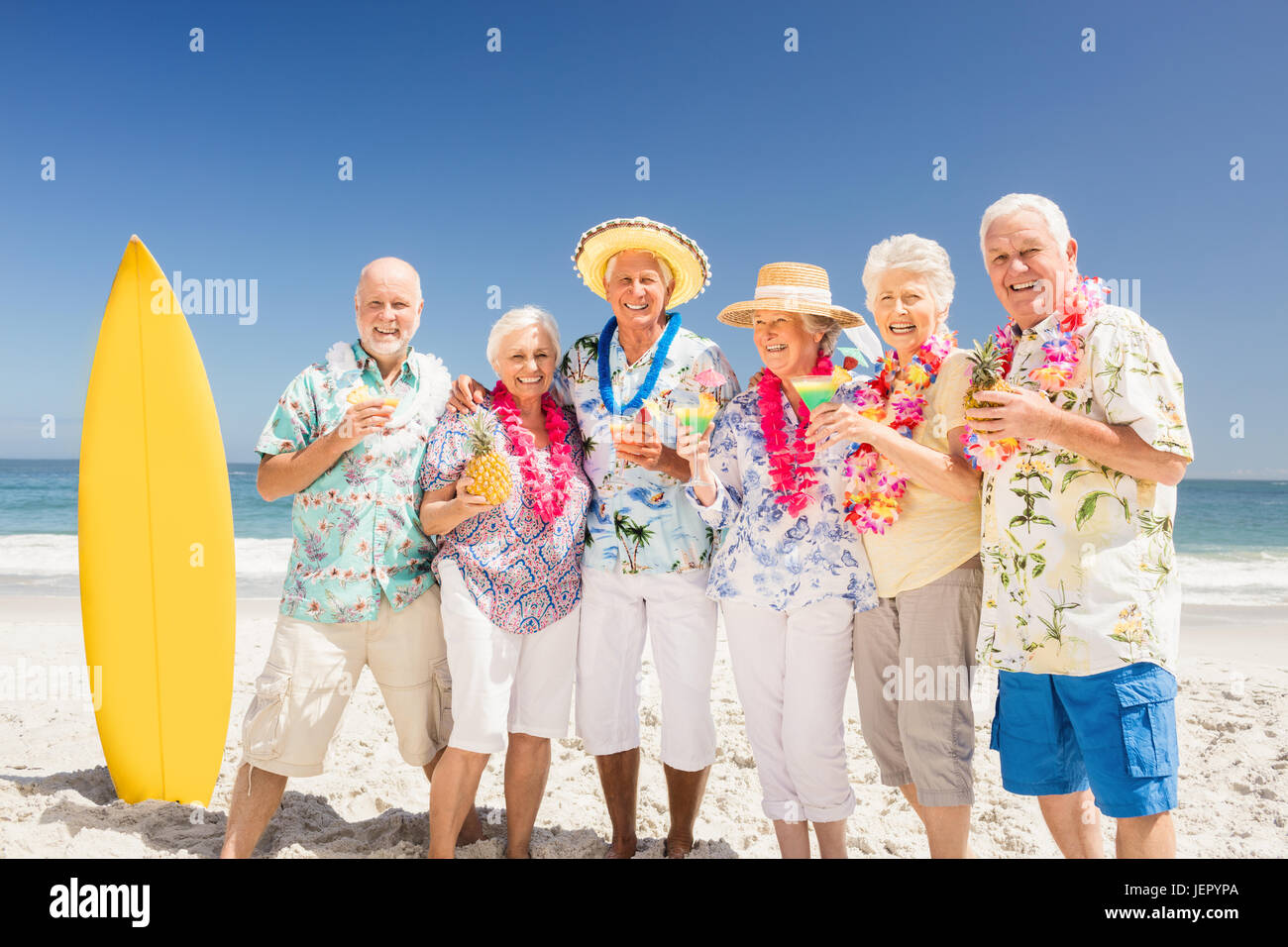 Portrait of smiling senior friends Stock Photo